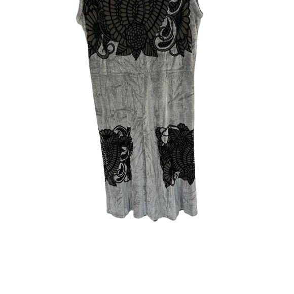 Yigal Azroul Gray Black Dressy Emo Goth Vamp Velvet Sleeveless Dress Size 10 - Picture 5 of 13